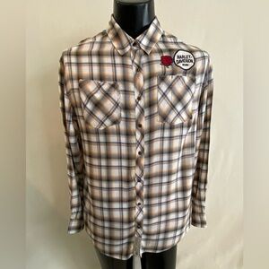 Harley-Davidson Shirt Women’s Medium Flannel Long Sleeve Harley Vibes Button Up